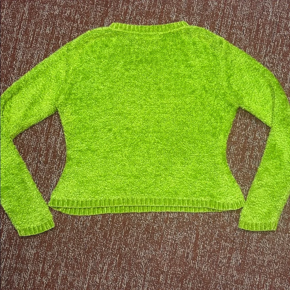 Vintage Limited Too V-Neck cropped Sweater chartreuse textured grail sweater XS - Picture 3 of 10